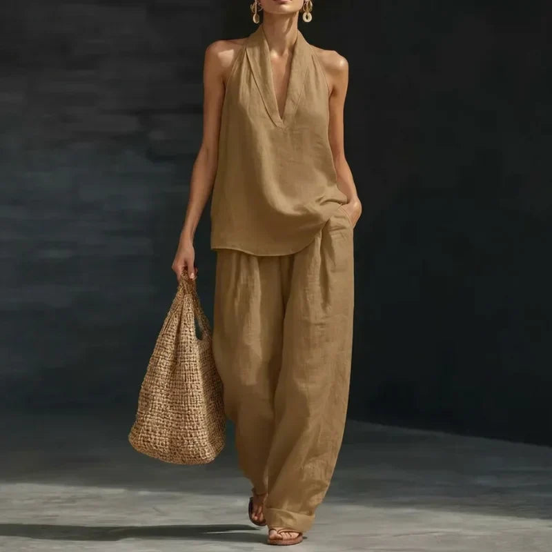 Ainhoa | Linen-Texture Two-Piece Set