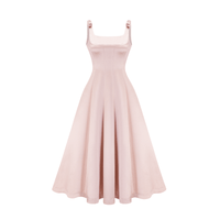 Coralie pink bowknot pleated midi dress