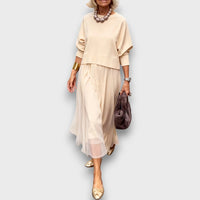 Alex – Elegant Knit-Tulle Layered Dress