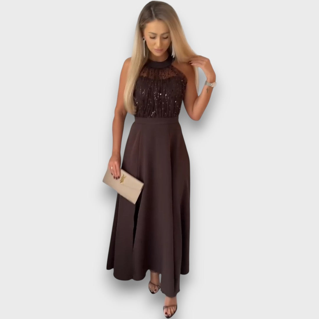Maravelle – Sequin Halter Evening Gown