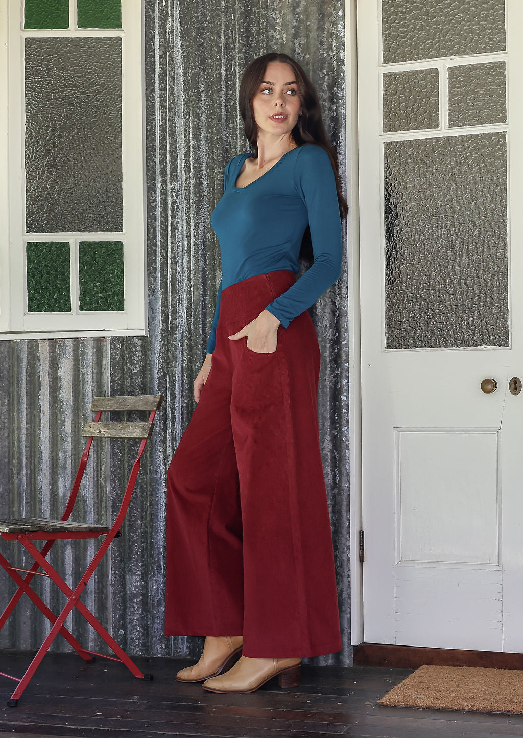 Esta Corduroy Pants Cabernet