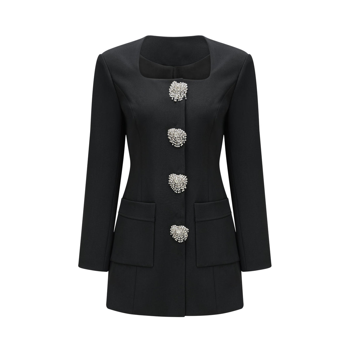 Fionnghuala Black Crystal Embellished Mini Dress