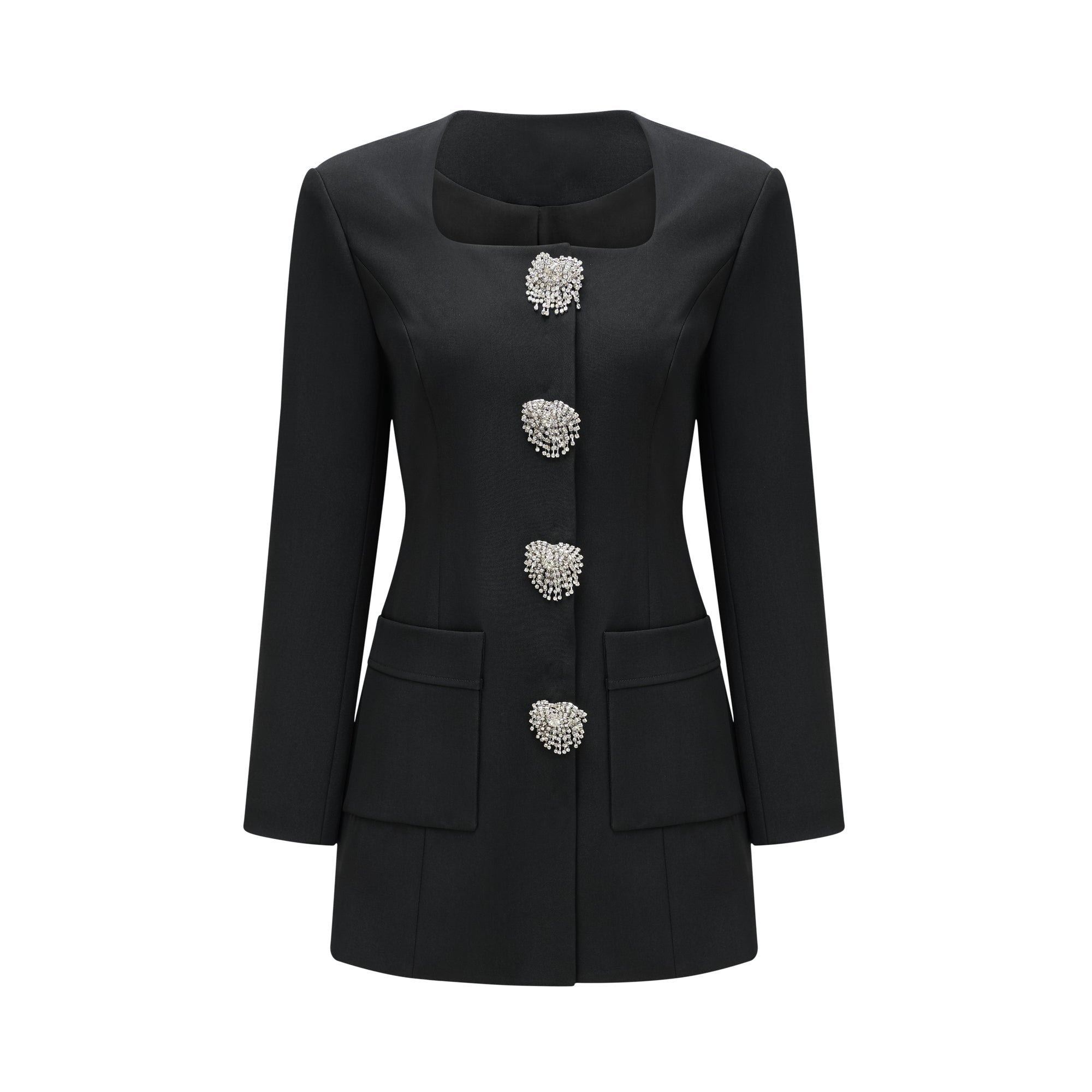 Fionnghuala Black Crystal Embellished Mini Dress