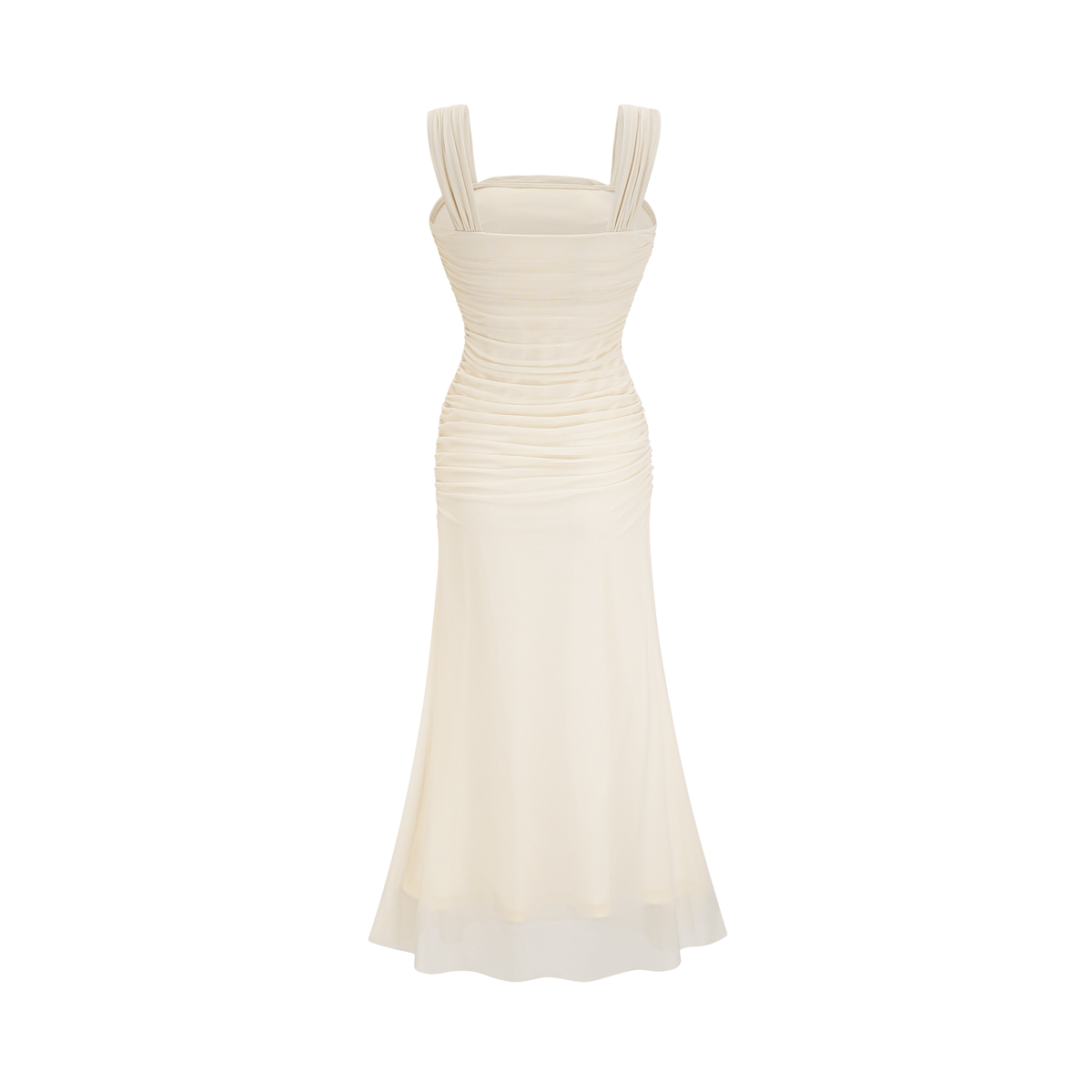 Giulia off-white mesh pleated midi dress