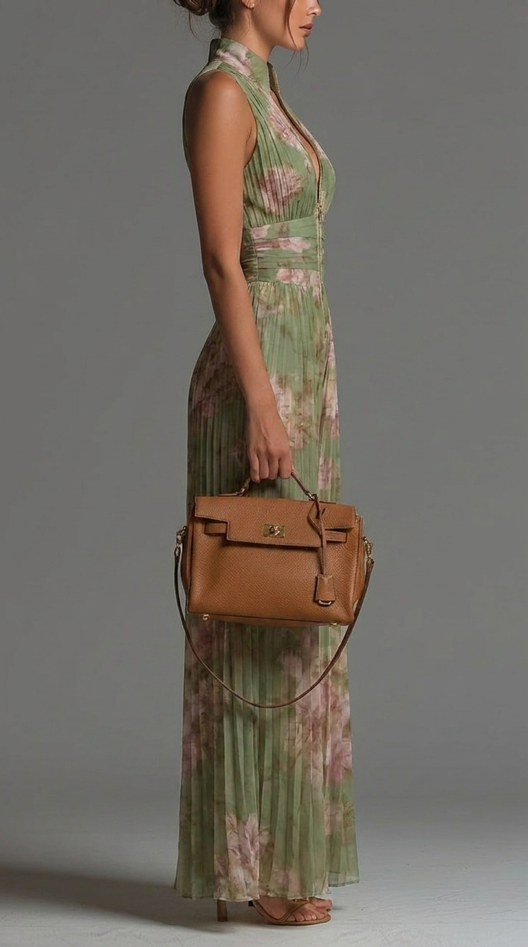 Ines Floral Pleated Chiffon Jumpsuit