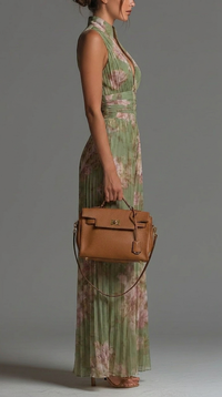 Ines Floral Pleated Chiffon Jumpsuit
