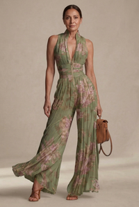 Ines Floral Pleated Chiffon Jumpsuit