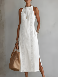Jimena | Elegant Midi Dress with Mao Collar