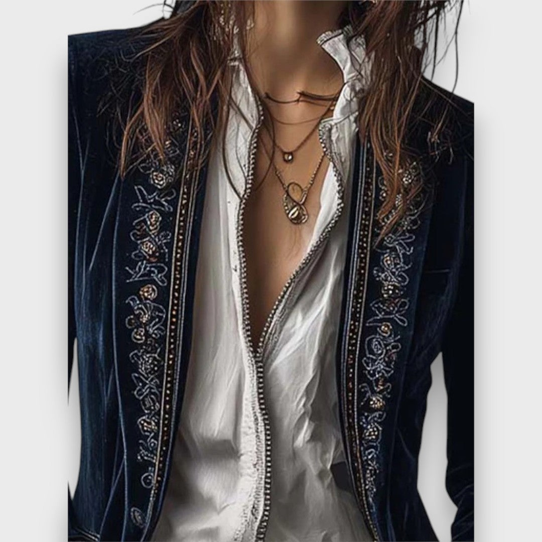 Karielle – Embroidered Velvet Tailored Jacket