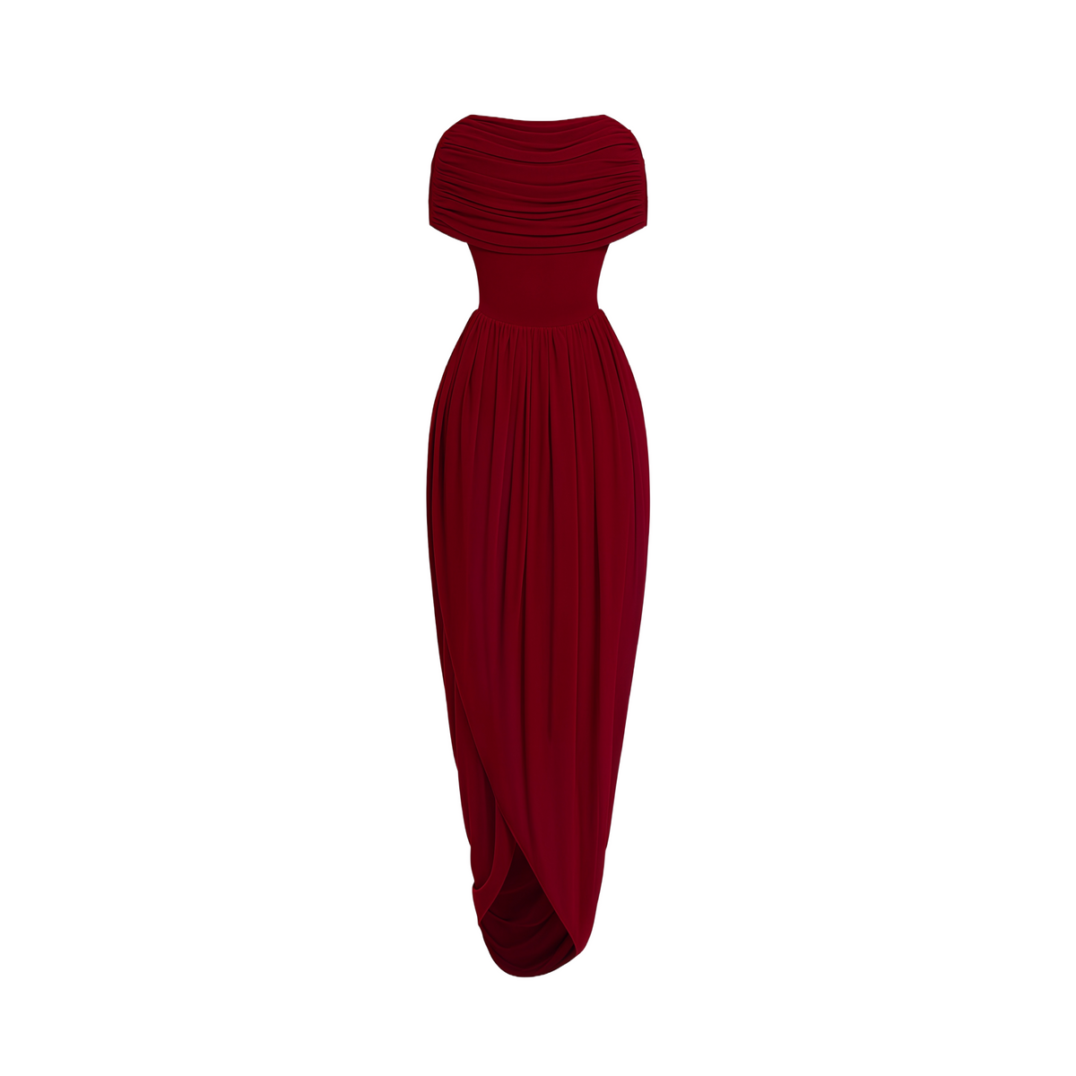 Gianna Burgundy Shawl Design Draped Maxi Dress