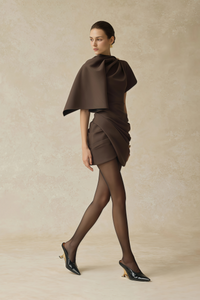 Francesca Brown Asymmetrical Gathered Mini Dress