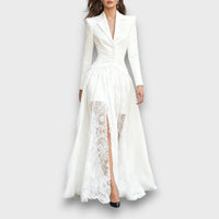 Liona – Tailored Lace-Panel Evening Gown