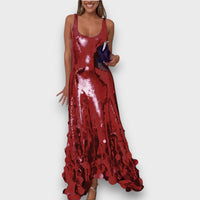 Elara – Round Tassels Hem Back Cutout Tank Maxi Dress