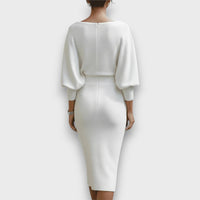 Lunaria – Draped Batwing Midi Dress