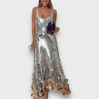 Elara – Round Tassels Hem Back Cutout Tank Maxi Dress
