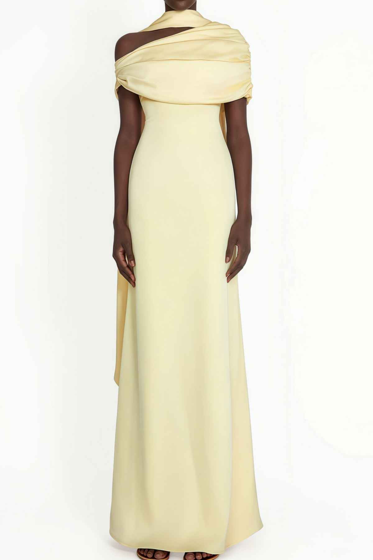 Benedetta Yellow One Shoulder Satin Maxi Dress