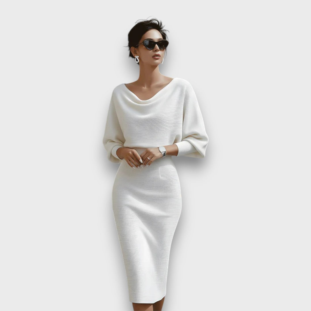 Lunaria – Draped Batwing Midi Dress