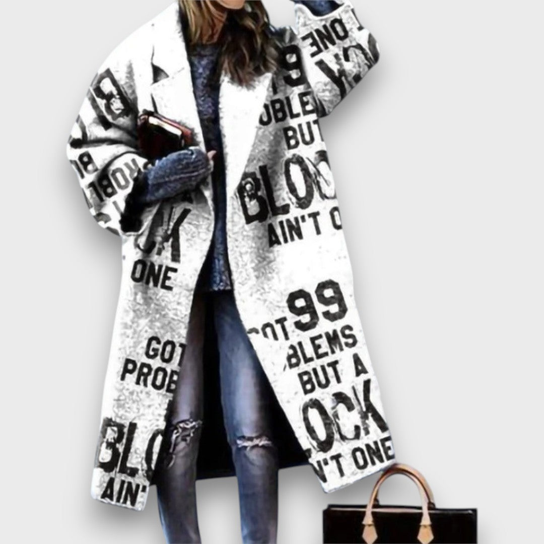 Fioren – Long Coat in Oversized Style