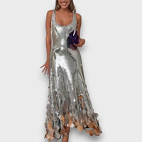 Elara – Round Tassels Hem Back Cutout Tank Maxi Dress