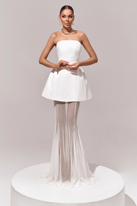 Mélanie White Corset Dress & Mesh Skirt Set