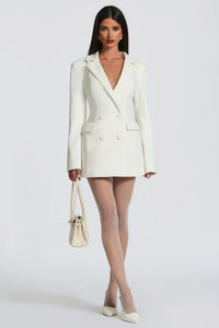 Osanne White Double Breasted Blazer Mini Dress