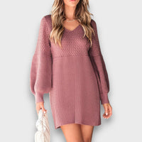 Arlina – Textured Knit V-Neck Dress