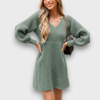 Arlina – Textured Knit V-Neck Dress