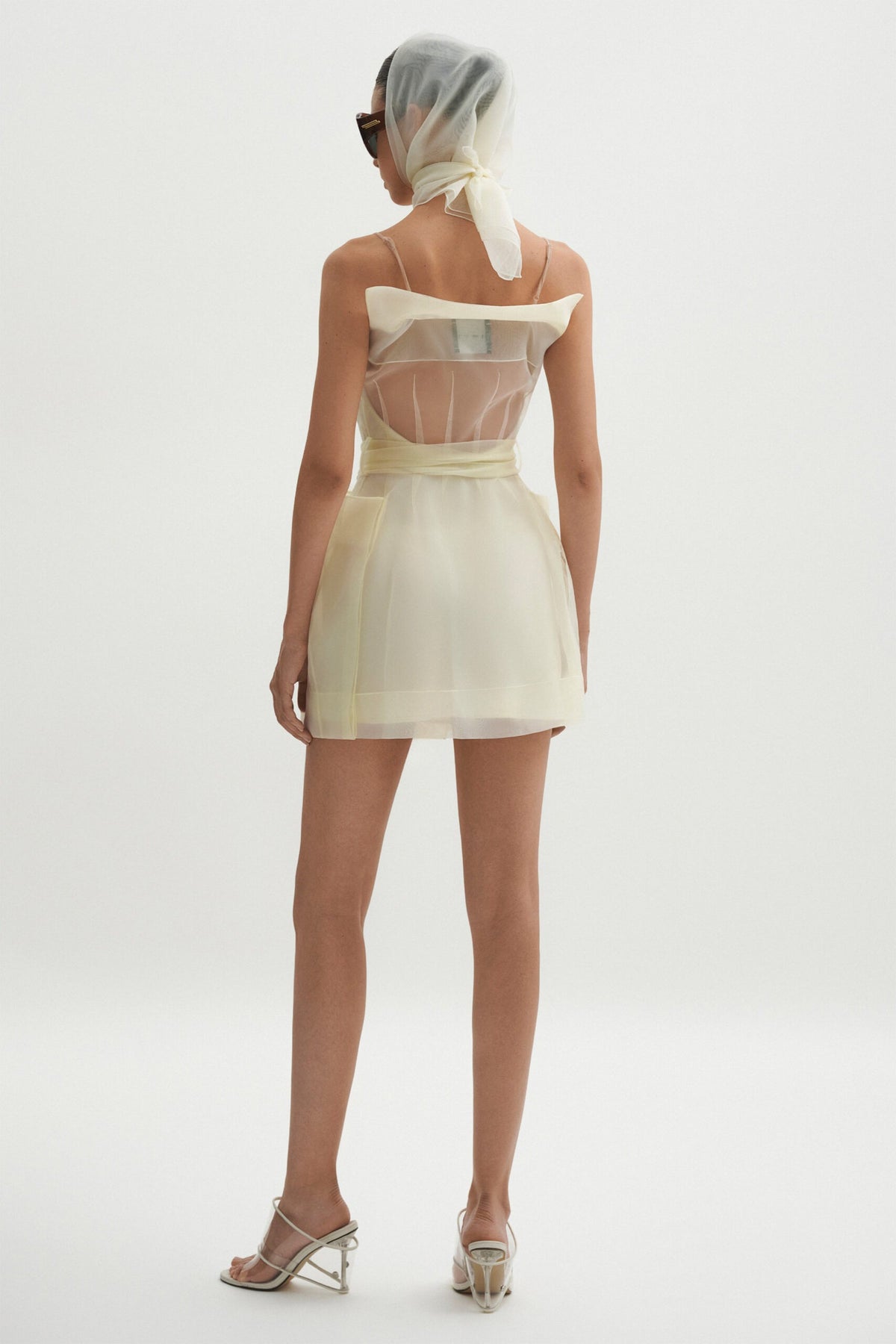 Polliana White Double Breasted Organza Mini Dress