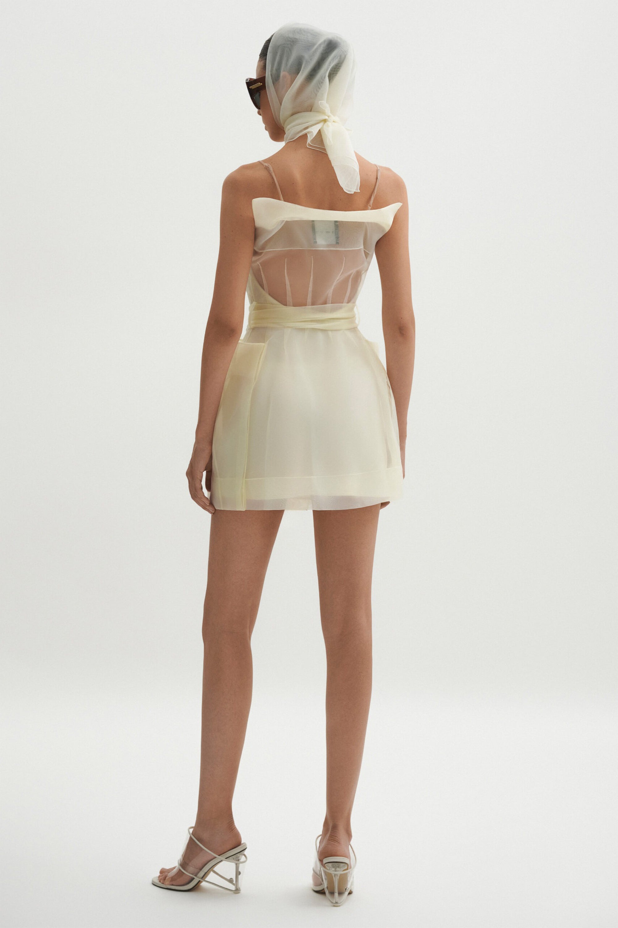 Polliana White Double Breasted Organza Mini Dress