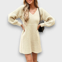 Arlina – Textured Knit V-Neck Dress