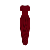 Gianna Burgundy Shawl Design Draped Maxi Dress