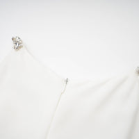 Inès white crystal-embellished midi dress