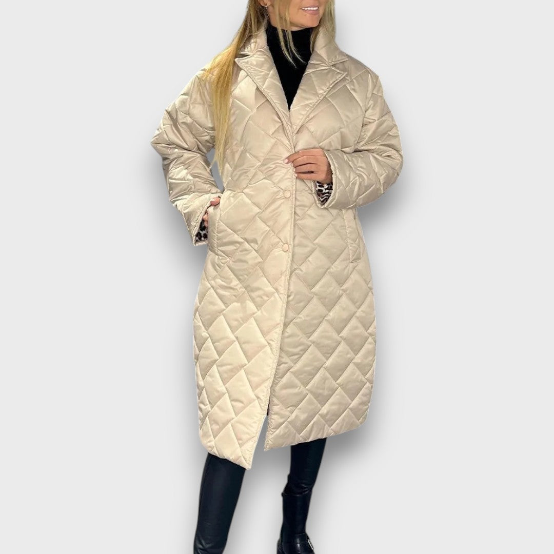 Vionne – Reversible quilted coat with leopard lining