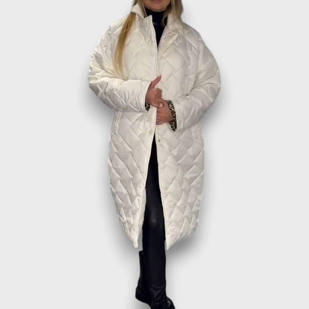 Vionne – Reversible quilted coat with leopard lining