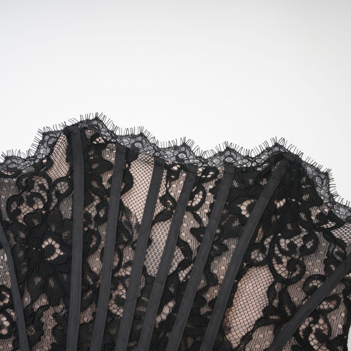 Kylitha black lace ribbon mini dress
