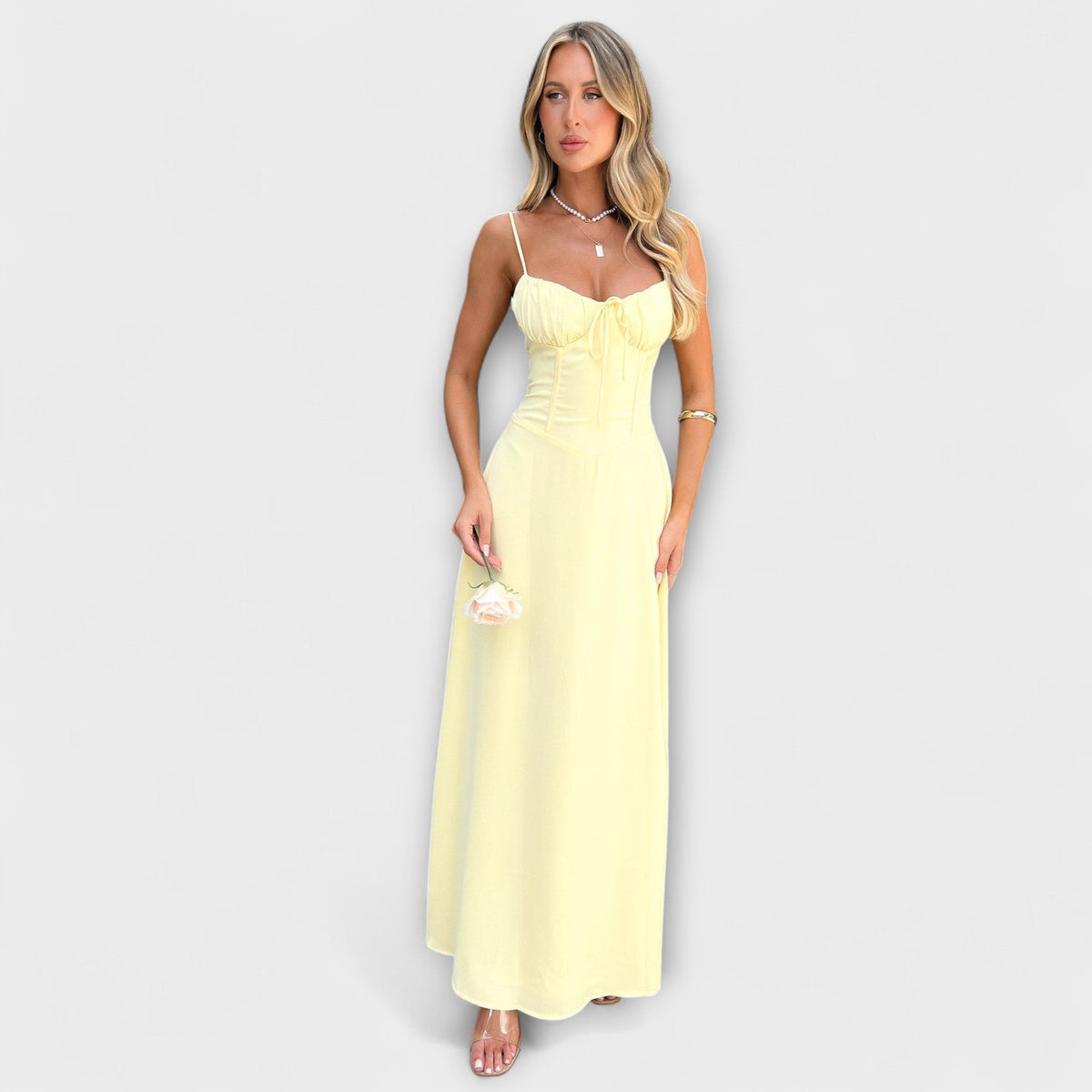 Estelle – Delicate Strappy Dress in Soft Pastel