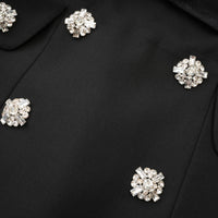 Mealla black crystal-button flared mini dress