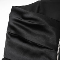 Mealla black crystal-button flared mini dress