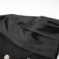 Mealla black crystal-button flared mini dress