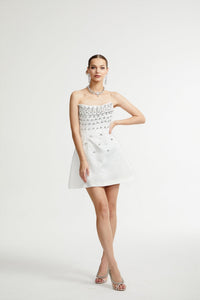 Melisande white embellished mini dress