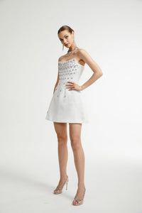 Melisande white embellished mini dress