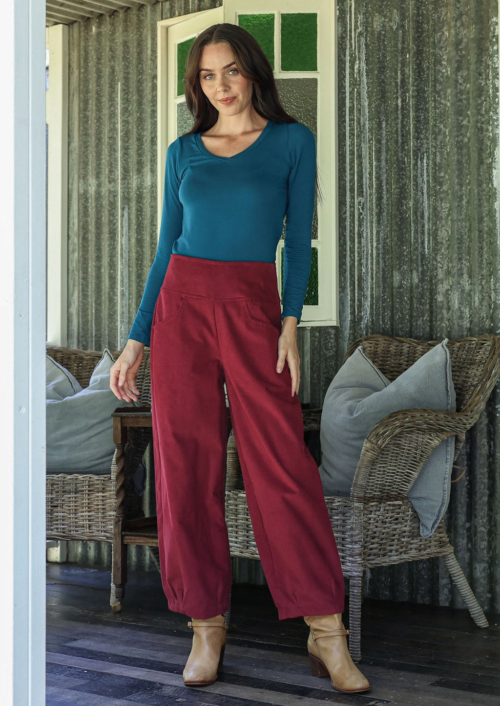 Nora Corduroy Pants Cabernet