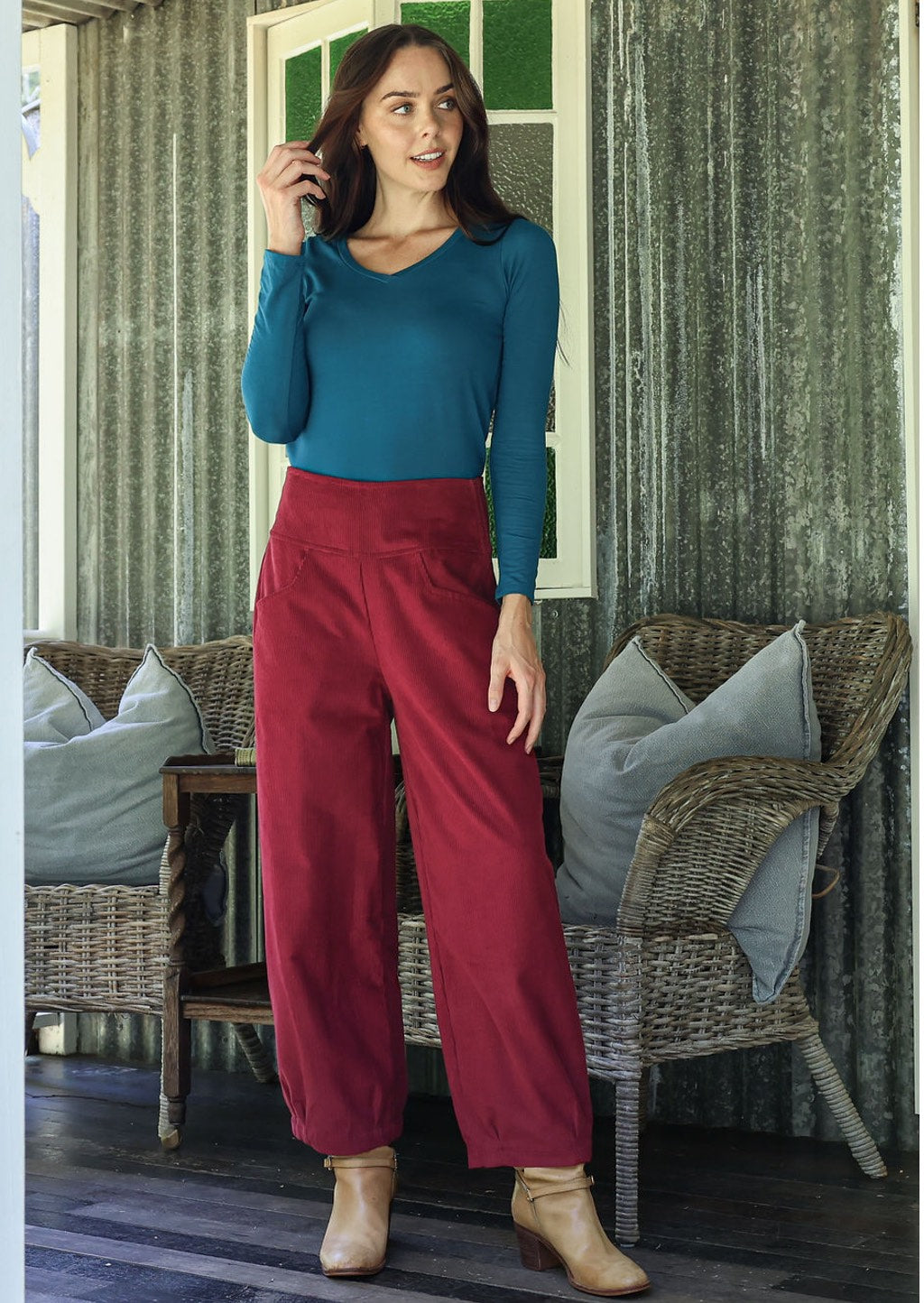 Nora Corduroy Pants Cabernet