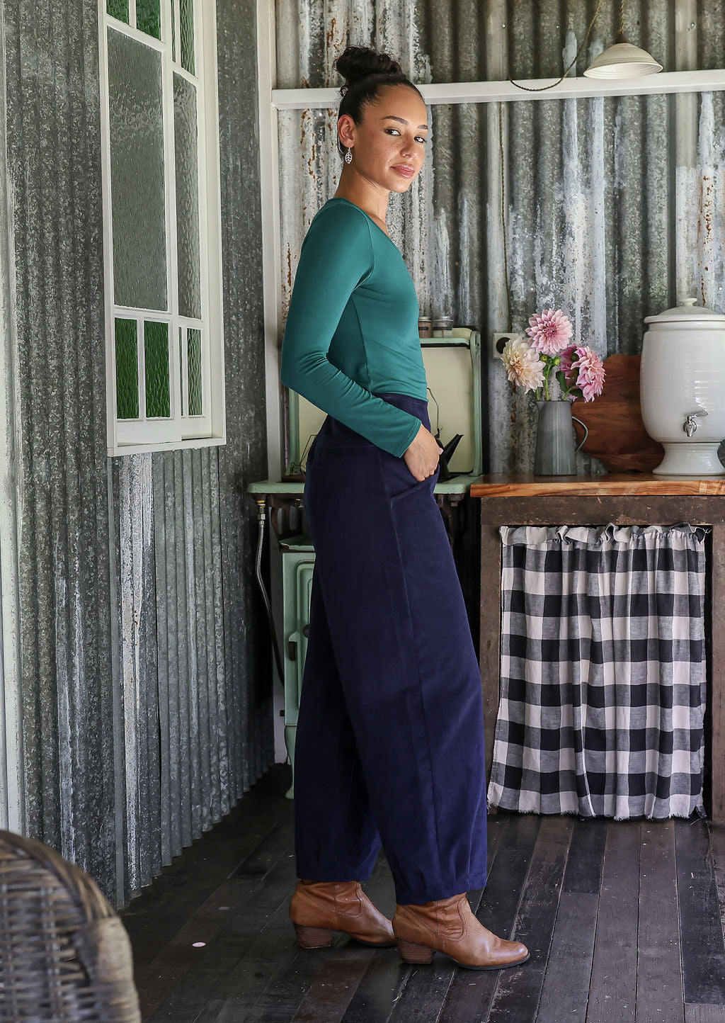 Nora Corduroy Pants Maritime Blue