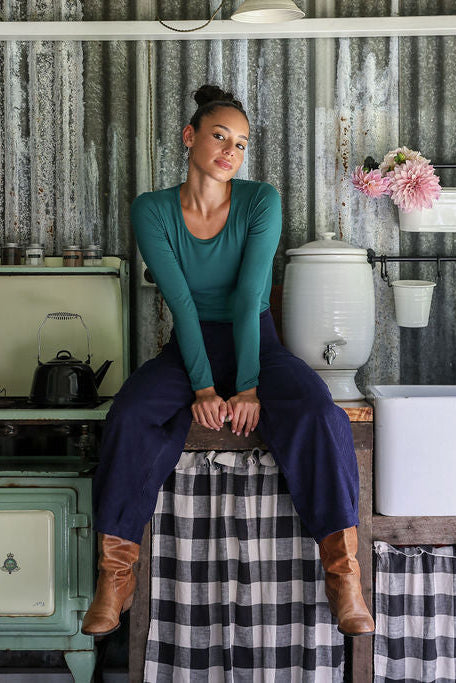 Nora Corduroy Pants Maritime Blue