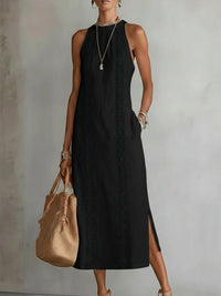 Jimena | Elegant Midi Dress with Mao Collar
