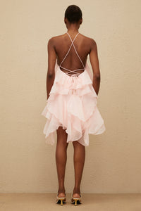 Lucie Pink Tiered Ruffled Mini Dress