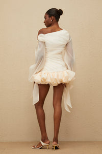 Irina White Bowknot Bubble Mini Dress