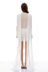 Madeline White Ribbon Sheer Mini Dress