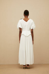 Pétale White Rose Appliqué Maxi Dress
